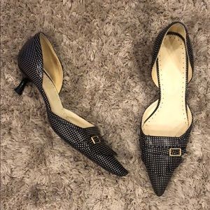 Anna Maria Sevieri Kitten Heel Leather Pumps